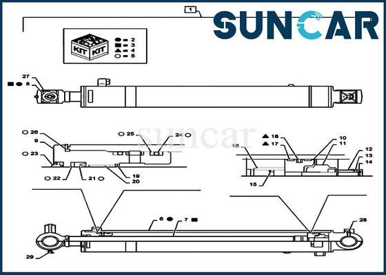 PS01V00002R400 het COMPUTER-AIDED SOFTWARE ENGINEERING van de Zuigerrod seal kit fits van de wapencilinder Kruippakjegraafwerktuig Model CX55B