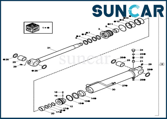 Xkcc-00528 XKCC00528 Dipper het COMPUTER-AIDED SOFTWARE ENGINEERING CX18C van Kit Fits Mini Crawler Excavator van de Cilinderverbinding
