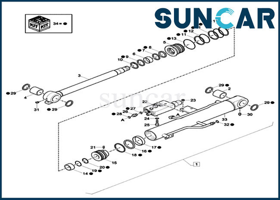 Xkcd-03431 XKCD03431-Boom die Kit For-COMPUTER-AIDED SOFTWARE ENGINEERING CX26C Uitrusting van de de Cilinderdienst van de Veiligheidsklep de Hydraulische verzegelt