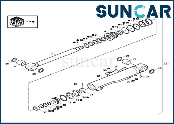Xkcd-03076 XKCD03076 van de de Verbindingsuitrusting van de Boomcilinder het COMPUTER-AIDED SOFTWARE ENGINEERING CX60C CX57C Graafwerktuig Hydraulic Sealing Kit