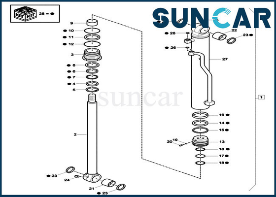 Xkcc-01002 XKCC01002-van de de Olieverbinding van de Boomschommeling de Uitrustingscomputer-aided software engineering CX60C Graafwerktuig Replacement Cylinder Kit