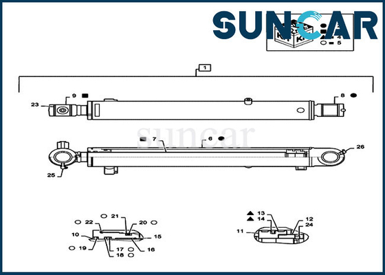 PS01V00003R400 van de Verbindingskit case parts CX55B van de emmerreparatie de Uitrusting van het Graafwerktuighydraulic cylinder service