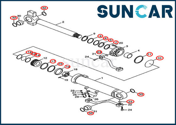 van de de Emmerverbinding van 31Y2-03400 31Y203400 de Ladercomputer-aided software engineering van Kit Cylinder Repair Kits Fits 1221E Bouw