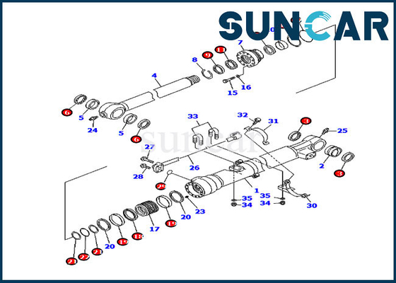 707-99-47570 Emmerafdichtingsset PC200-7 PC200LC-7 Modellen Komatsu cilinderreparatieafdichtingsset
