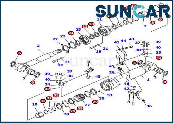 Onderhoudsset giek 707-99-46410 Reparatieset Hydraulische cilinder Komatsu PC200-8 7079946410