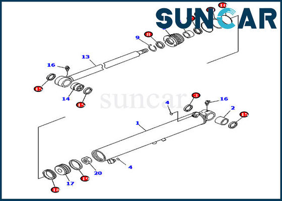 Ladder Verzegelende Uitrusting 7079829640 de Cilinderverbinding Kit For pc2000-8 pc50mr-2 KOMATSU 707-98-29640 van de Boomschommeling