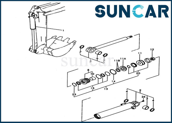 YM172173-72923 de Reparatieuitrusting YM17217372923 van de emmerverbinding voor KOMATSU pc20fr-2 Cilinderbinnenstee gedeelten