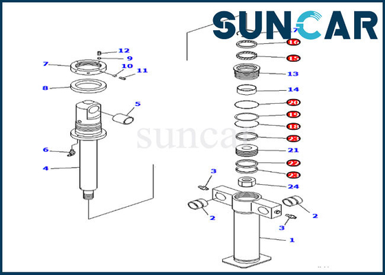 Pc200sc-6 de Cilinder die van de Binnenstee gedeelten 707-98-47700 Clamshell Emmer van KOMATSU Kit Service Kits verzegelen