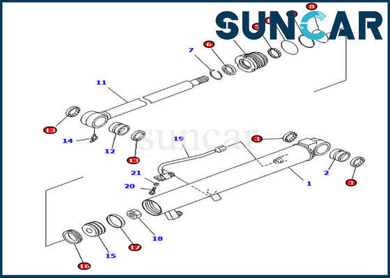 707-98-13850 Graafwerktuig pc20mr-1 pc28uu-3 van Kit Hydraulic Cylinder Fits Komatsu van de emmerverbinding