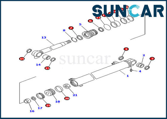 Van de Binnenstee gedeelten 707-98-14760 Boom van KOMATSU de Verbinding Kit Models pc20mr-1 pc20mrx-1 Uitrusting van de Cilinderreparatie