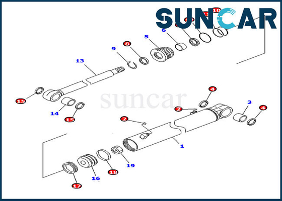 707-98-14790 de Cilinderverbinding Kit For Komatsu van de boomschommeling pc20mr-2 pc26mr-3 Vervangingsuitrustingen