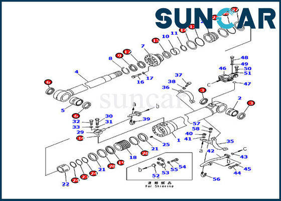 De Reparatie Kit Hydraulic Cylinder 707-99-46390 van de boomlift voor het Zware Materiaal van KOMATSU PC210LC-8K PC210NLC-8K