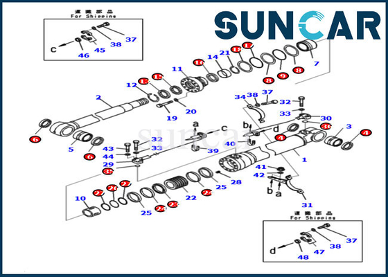 PC210LC-11 hb215lc-3 721-98-00860 KOMATSU de Dienst Kit Excavator Seal Kit van de Boomcilinder