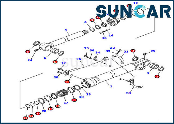 Van de de Emmerdienst van de slijtageweerstand Uitrusting 707-99-58320 pc220-6 Uitrusting van de de Cilinderverbinding van PC220LC-6Z KOMATSU