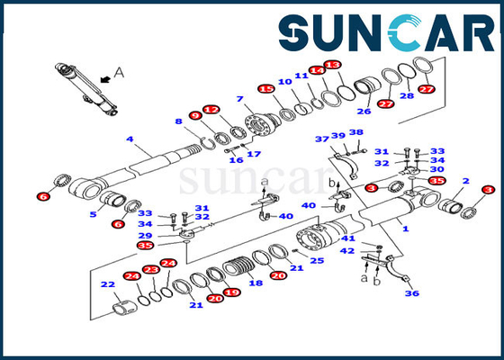 Pc220-8 pc220lc-8 de Dienstuitrusting 707-98-47730 van KOMATSU Hydraulische van de de Olieverbinding van de Boomcilinder de Reparatieuitrustingen