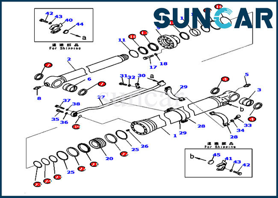 Van de de Emmerverbinding van PC290LC-11 PC290LL-11 721-98-00440 KOMATSU Uitrusting 7219800440 Graafwerktuig Cylinder Sealing Kit