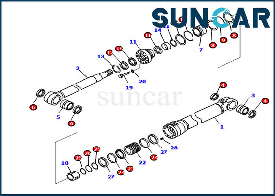 721-98-00400 de Verbindingsreparatie Kit For PC290LC-11 PC290NLC-11 KOMATSU ModelEquipment van de boomcilinder