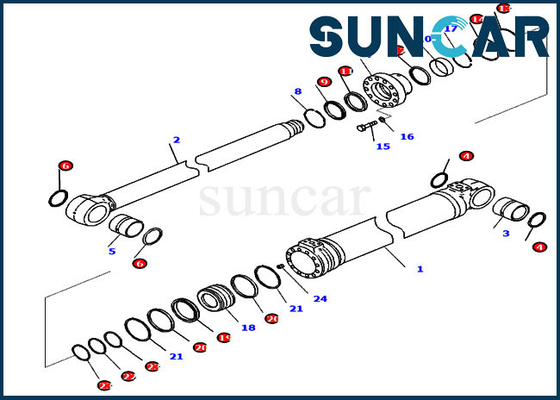 Van de de Boomcilinder van KOMATSU 721-98-02320 de de Vervangingsdienst Kit For PC228USLC-11 PC228USLC-11