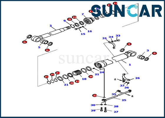 Van de Verbindingsuitrusting 707-99-46470 van KOMATSU van de de Boom de Hydraulische Cilinder Reparatie Kit For pc228us-8 Graafwerktuig pc228uslc-8