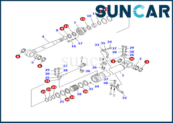 707-98-46300 de Verbindingsuitrusting Slijtvast Verzegelend Kit Fits PC228USLC-3E0 PC228US-3E0 KOMATSU van de boomcilinder
