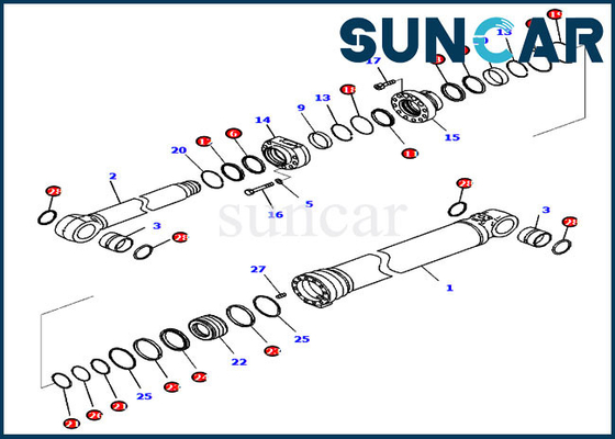 Uitrusting 7219804320 721-98-04320 de Cilinderdienst Kit Fits Komatsu PC290LCI-11 ModelEquipment van de boomverbinding