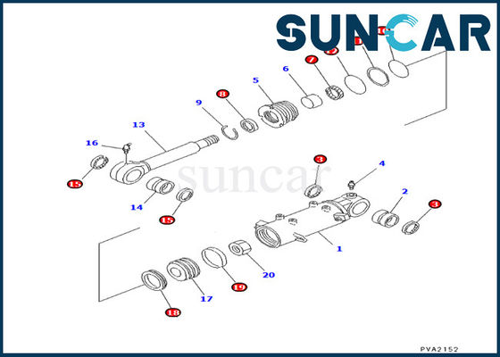 KOMATSU 707-98-24570 7079824570 Bladcilinder die Kit Fits pc25-1 pc25r-1 pc30-7 verzegelen