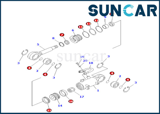 KOMATSU 707-98-24610 de Cilinderverbinding Kit Fits pc25-1 pc25r-1 pc30r-7 van de 7079824610 Bladlift