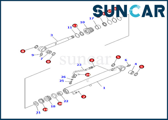 De Verbindingsuitrusting 707-98-13990 7079813990 Pasvormen pc27mr-3 pc27mr-2 pc26mr-3 van de emmercilinder van KOMATSU