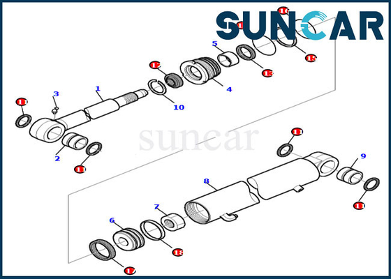 Graafwerktuig Arm Sealing Kit 878000413 pc30-7 pc35r-8 van de de Cilinderverbinding van KOMATSU Hydraulische de Reparatieuitrusting