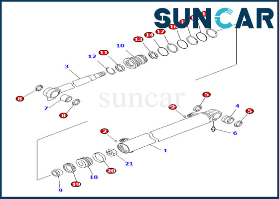De Verbinding Kit Komatsu 707-98-23890 de Vervanging Kit For pc27mr-3 pc27mr-2 van de boomcilinder van de 7079823890 Boomcilinder