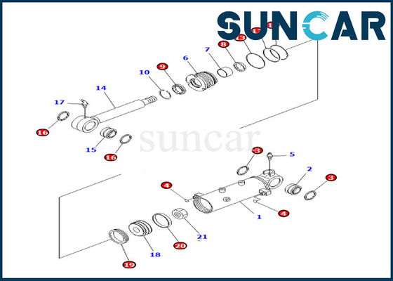 De Cilinderverbinding Kit For 707-98-24930 7079824930 KOMATSU 8-24930 KOMATSU pc30mr-3 pc27mr-3 pc27mr-2 van de bladlift