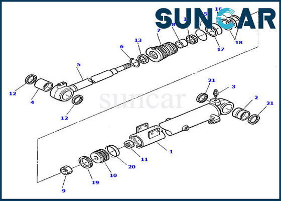 878000412 de Verbinding Kit Wear Resistance Replacement pc30-7 het Graafwerktuig Sealing Kit van de boomcilinder van KOMATSU