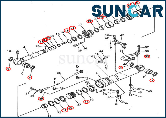 Van de Verbindingsuitrusting 707-99-67110 van de wapenolie van de de Cilinderreparatie Uitrusting 7079967110 Pasvormen KOMATSU pc300-5 Zwaar Materiaal pc310-5