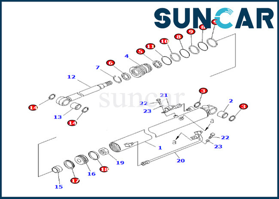 KOMATSU 707-98-24170 de Verbindingsreparatie Kit Fits van de 7079824170 Boomcilinder br200t-1 br200t-1 BR200T-1A