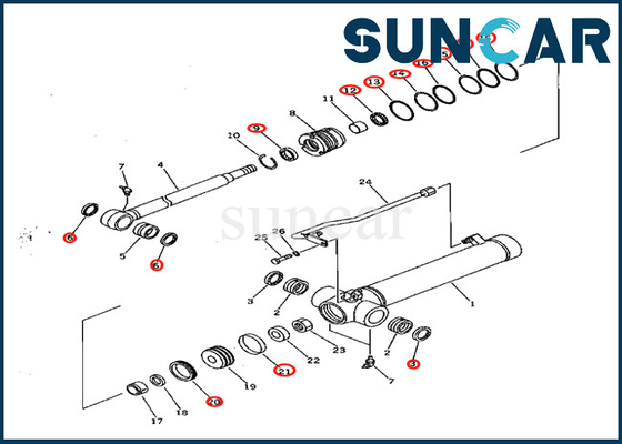 KOMATSU 707-98-22170 7079822170 voor pc28ud-2 pc28ug-2 de Dienstuitrusting van de pc28uu-2 Wapencilinder