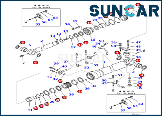 7079959680 707-99-59680 KOMATSU de Reparatieverbinding Kit For pc290lc-10 pc290nlc-10 van de Wapencilinder