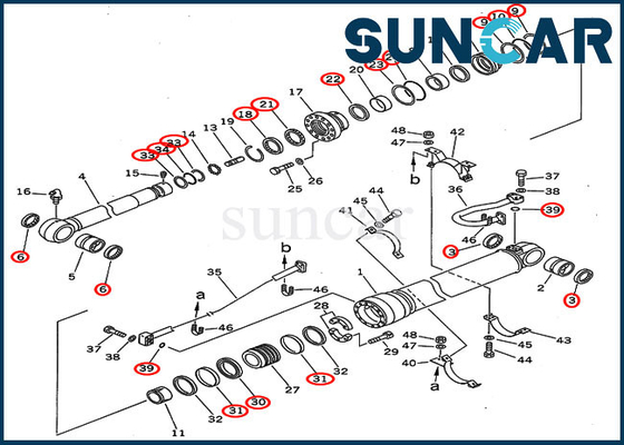 Van de het Wapencilinder van graafwerktuigseal kit 207-63-02120 de Reparatie Kit For Overseas Version pc300-5 pc300lc-5 KOMATSU