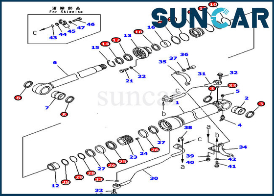 De Reparatieuitrusting 707-99-58360 van de boomverbinding 7079958360 pc300lc-6 pc300lc-6 de Cilinder Verzegelende Uitrusting van KOMATSU