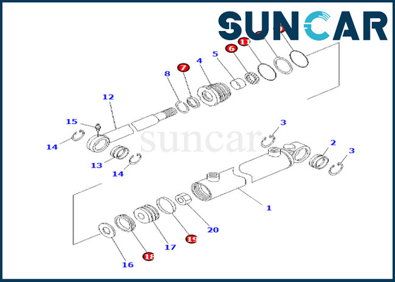 Van de de Dekkingscilinder van KOMATSU Overhellende van de Verbindingsuitrusting 707-98-13600 de Schuine standcilinder die Kit Angle Service Kit For br120t-1 verzegelen