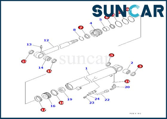 7079823810 707-98-23810 KOMATSU uitrusting van de de Reparatieverbinding van de Wapencilinder past pc35mr-1 PC35MRX-1A