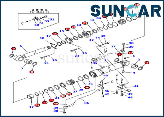 Graafwerktuig Oil Seal Kit Hydraulic Cylinder Fits For pc300-7 van boom het Verzegelende Uitrusting 707-99-59360 KOMATSU