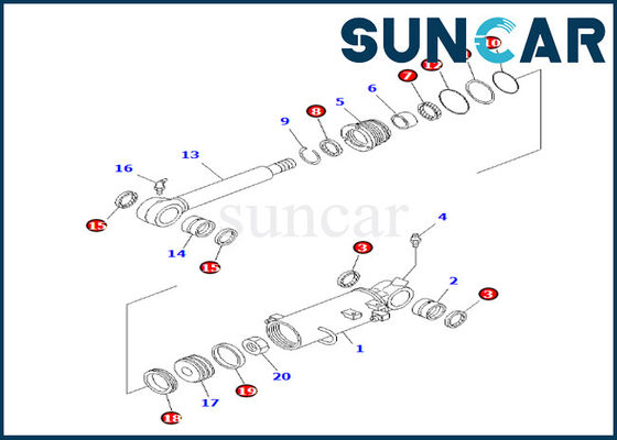 De Dienstuitrusting 707-98-31110 7079831110 KOMATSU van de bladcilinder voor pc35mr-1 Verzegelende Uitrusting van de Bladcilinder