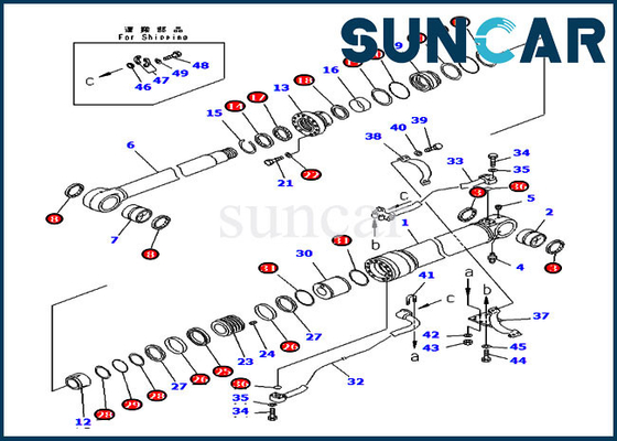 707-99-58440 graafwerktuig Boom Seal Kit Hydraulic Cylinder Fits pc300-7 de Vervangings Verzegelende Uitrusting van KOMATSU