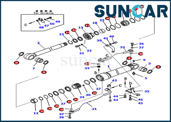 Pc350-8 pc300-8 707-99-58081 KOMATSU de Verbindingsuitrusting van Kit Boom Hydraulic Cylinder Oil van de Verbindingsreparatie