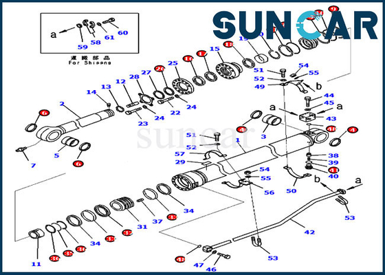 707-99-72281 het Materiaal van de Verbindingskit repair kits for model van de wapencilinder pc300-8 Binnenstee gedeelten van KOMATSU