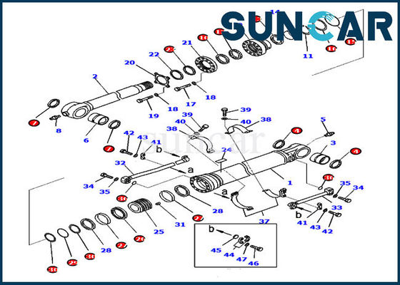 Verzegelende de Olieverbinding Kit Fits KOMATSU pc300-8 van Kit Bucket Cylinder 707-99-59371 Zwaar Materiaal