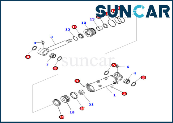 De Verbindingsuitrusting 707-98-30550 7079830550 van de bladcilinder voor pc35mr-3 van de het Bladcilinder van KOMATSU de Dienstuitrusting