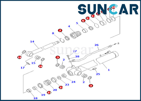 De Verbindingsuitrusting 707-98-25190 7079825190 KOMATSU van de wapencilinder voor de Verzegelende Uitrusting van de pc38uu-2 Wapencilinder