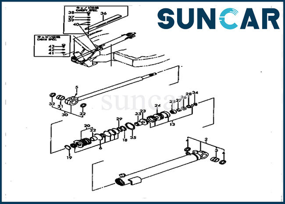 De Binnenstee gedeeltenym172168-72201 Graafwerktuig Service Kit Swing Cylinder For van KOMATSU pc30fr-1 pc30fr-2 Verbindingsuitrusting