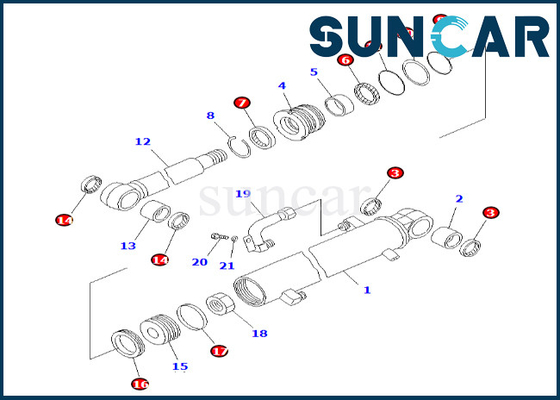 707-98-25110 7079825110 Wapencilinder die Kit Komatsu Fits pc38uu-3 verzegelen de Dienstuitrusting van de Wapencilinder